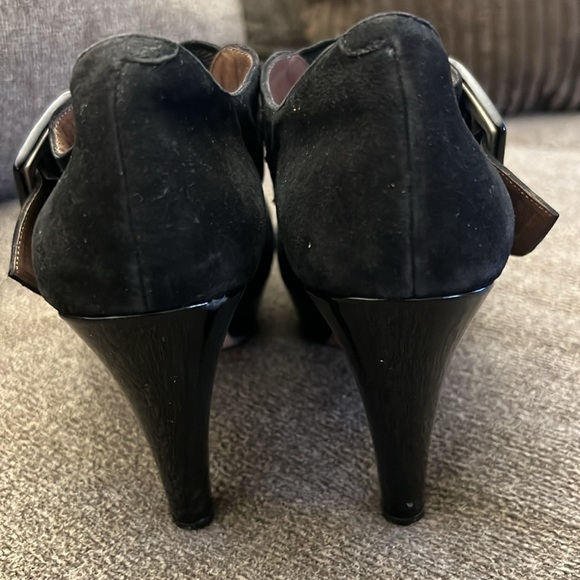 PACO GIL BLACK SUEDE, PATENT, TEXTILE BOOTIE SHOES SIZE 8 - Picture 5 of 13